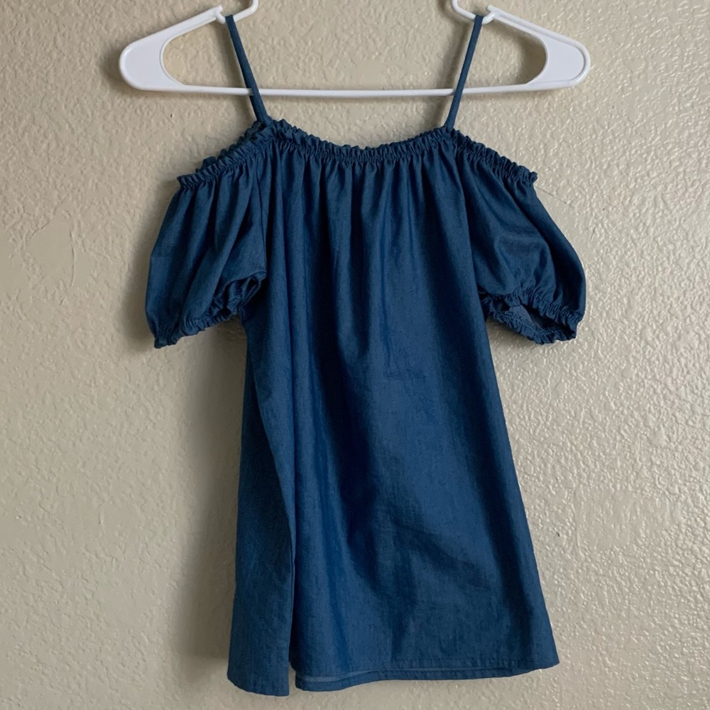 Off the shoulder denim blouse